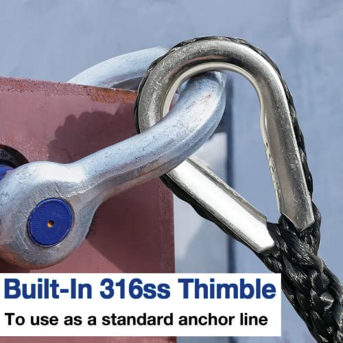Marine Grade 100ft Anchor Rope with Thimble & Hook