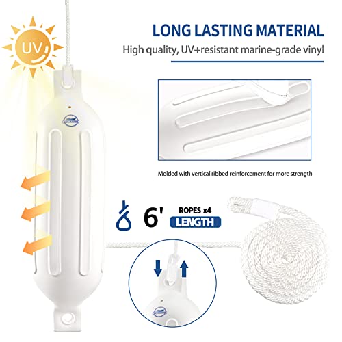 White Boat Fender Set with Bump and Line