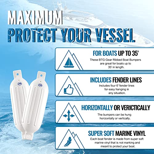 White Boat Fender Set with Bump and Line