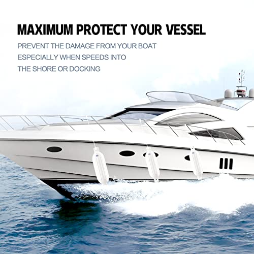 White Boat Fender Set with Bump and Line