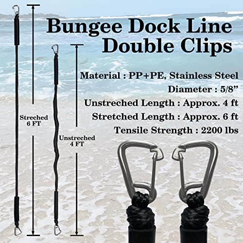Bungee Dock Line with Stainless Steel Clips (8 words)