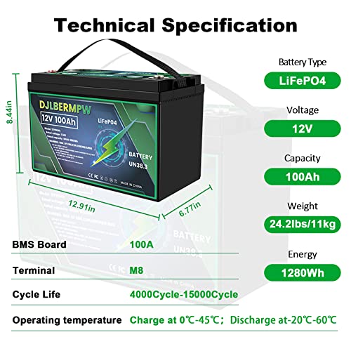 12V 100Ah Lithium Marine Battery with BMS