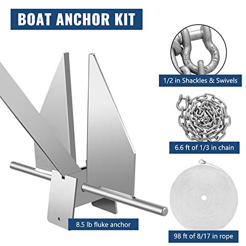 Marine Anchor Kit with 8.5 lb Fluke Anchor