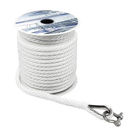 Premium Solid Braid Anchor Line with Thimble & Shackle