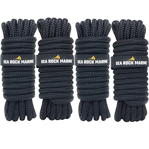 Premium Double Braided Nylon Dock Lines (4-Pack)