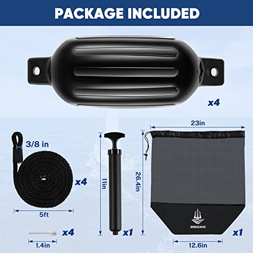 Inflatable Boat Fenders with Ropes and Storage Bag