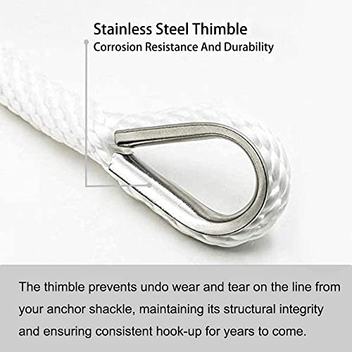 Premium Solid Braid Anchor Line with Thimble & Shackle