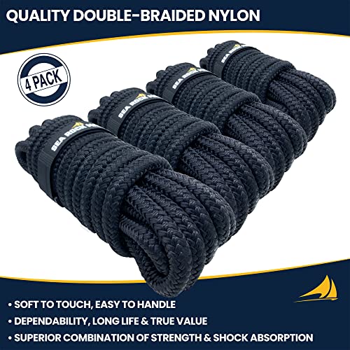Premium Double Braided Nylon Dock Lines (4-Pack)