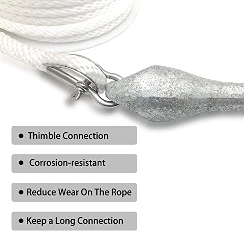 Premium Solid Braid Anchor Line with Thimble & Shackle