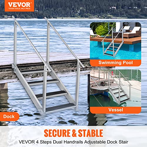 Marine Dock Ladder with Rubber Mat and Adjustable Height