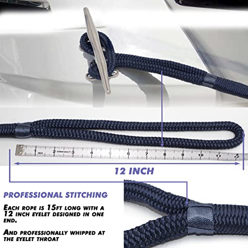 Marine-Grade Nylon Dock Lines (4-Pack)