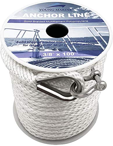 Premium Solid Braid Anchor Line with Thimble & Shackle