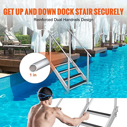 Marine Dock Ladder with Rubber Mat and Adjustable Height