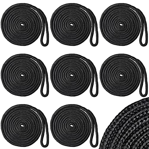 Marine Grade Double Braided Dock Lines 8pc Set