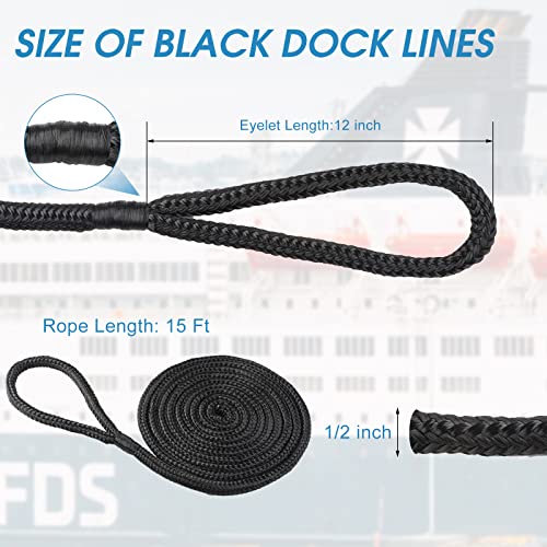 Marine Grade Double Braided Dock Lines 8pc Set
