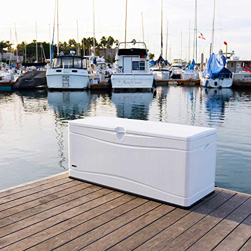Lifetime 60348 Marine Dock, 130 Gallon Deck Box, Arctic White