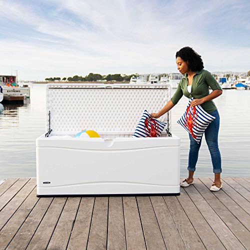 Lifetime 60348 Marine Dock, 130 Gallon Deck Box, Arctic White