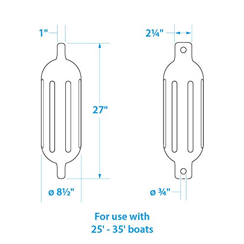 White Ribbed Boat Fender - 8.5" X 27