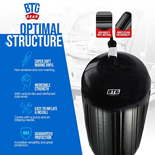 of 2 Black Inflatable Boat Fenders + Lines & Pump