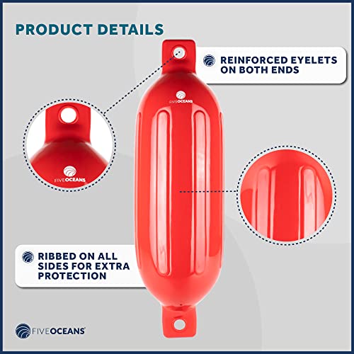 Marine Red Boat Fenders, 4 Pack with Accessories