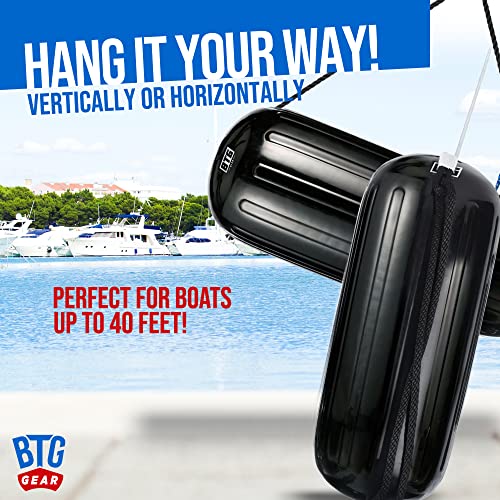 of 2 Black Inflatable Boat Fenders + Lines & Pump