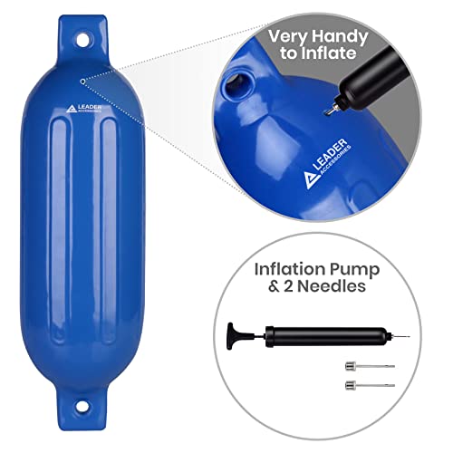 4-Pack Blue Ribbed Boat Fenders with Pump