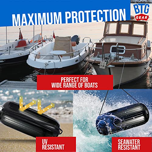 of 2 Black Inflatable Boat Fenders + Lines & Pump