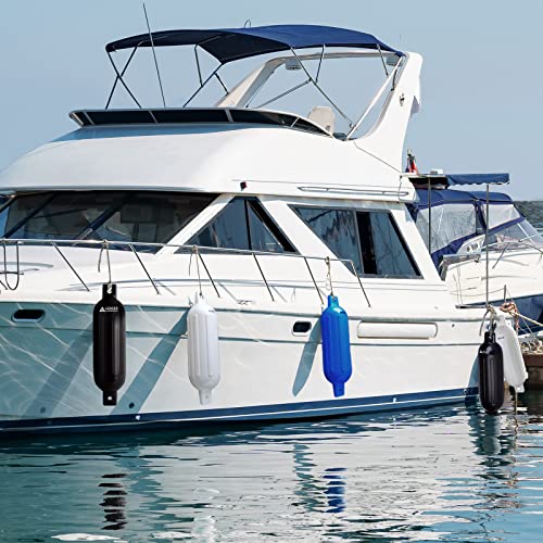 4-Pack Blue Ribbed Boat Fenders with Pump