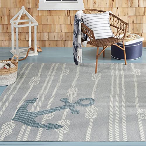Coastal Marine Anchor Rug (Grey/Ivory)