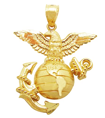 Marine Corps Pendant in Yellow Gold