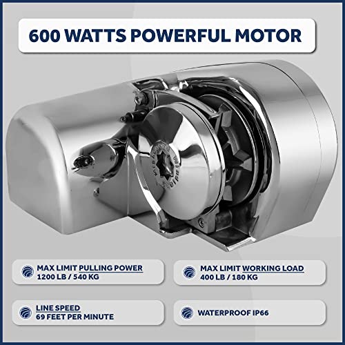 Marine Windlass Kit - 600W, 12V, 1200lb