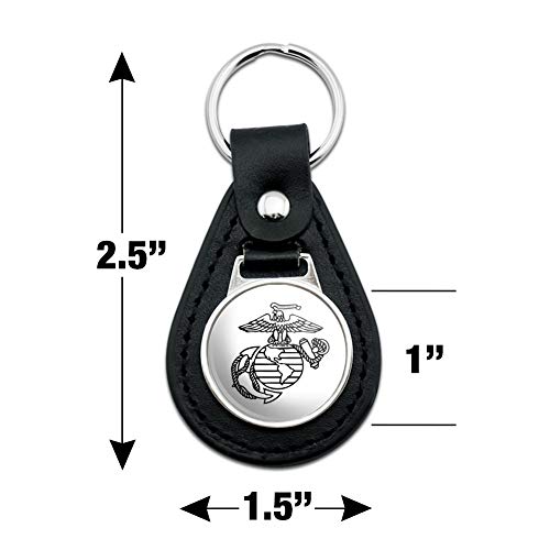 USMC Leather Keychain with Eagle Globe Anchor Logo