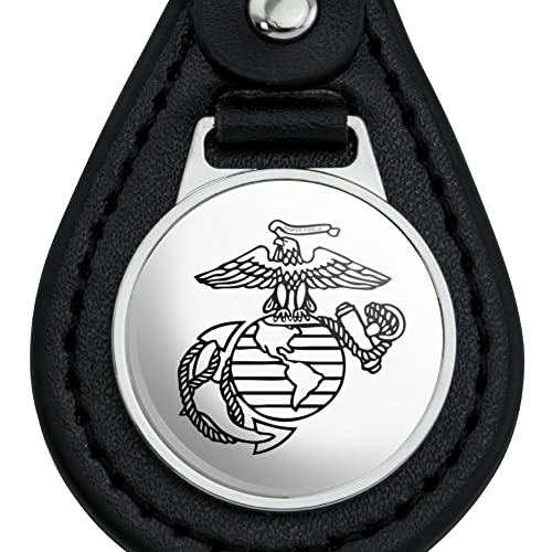 USMC Leather Keychain with Eagle Globe Anchor Logo