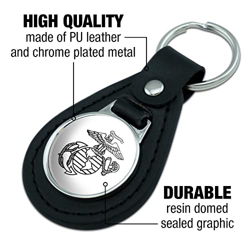 USMC Leather Keychain with Eagle Globe Anchor Logo