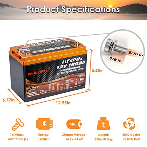 LiFePO4 Marine Battery - 100AH, 12V