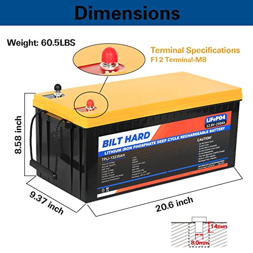 Marine Lithium Battery, 12V 200Ah, 2944W Output