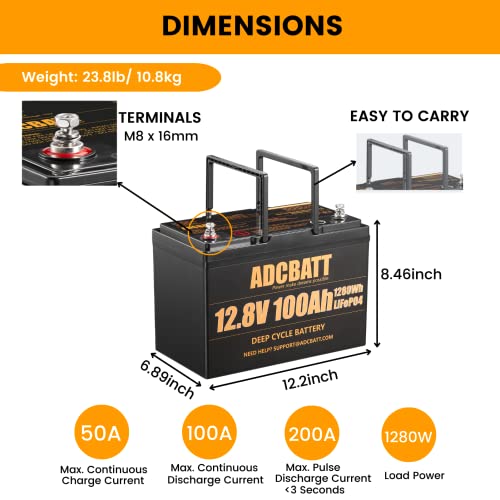 LiFePO4 100AH 12V Deep Cycle Marine Battery