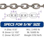 200 ft Galvanized Marine Anchor Chain (5/16")