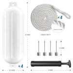 4-Pack White Boat Fender with Pump