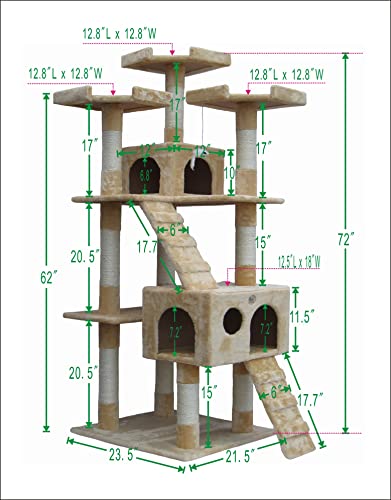 Go Pet Club 72" Premium Cat Tree Kitty Tower