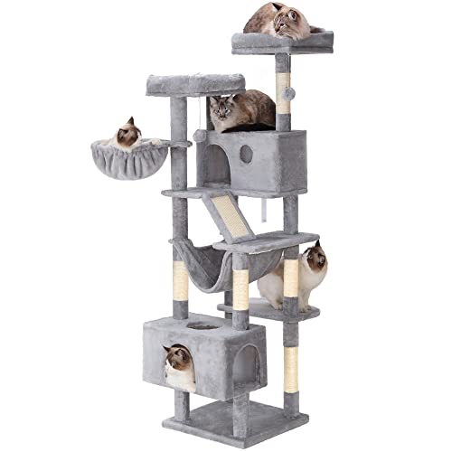 Hey-brother Cat Tree, XL Cozy Cat Tower, 69 Inch Tall