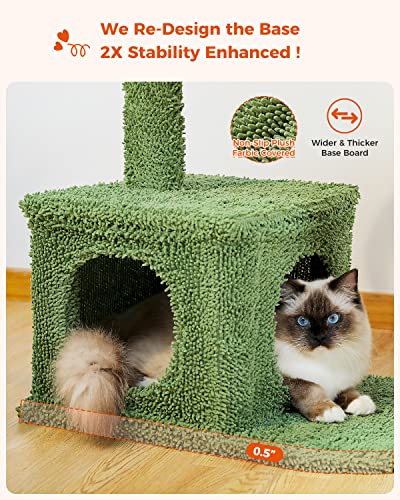 MUTTROS Cactus Cat Tree 40" Cat Tower with Large Metal Carpet Hammock