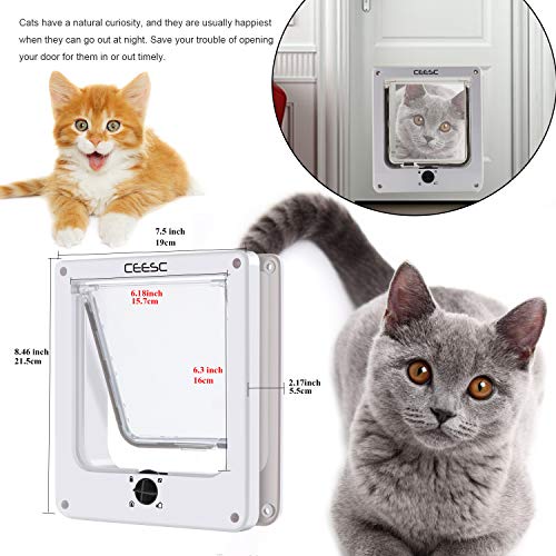Magnetic Cat Door with 4-Way Locking