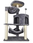 Modern Grey Cat Tree with Condo and Hammock