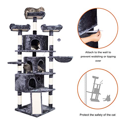 XL Cat Tree with 3 Caves, 3 Perches, Scratching Posts
