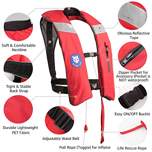 Adults' Night Cat Inflatable Kayaking Life Jacket for People
