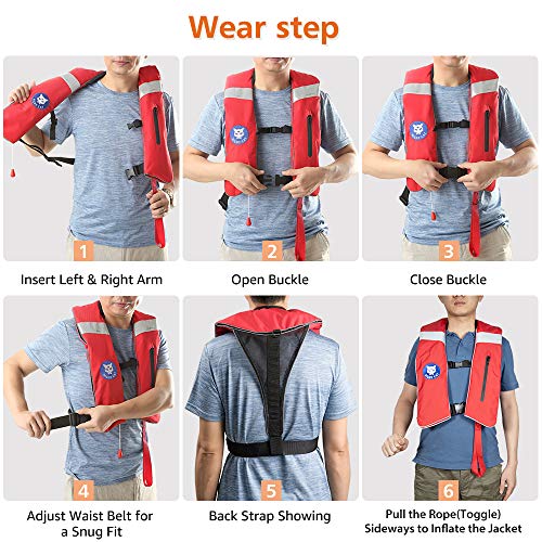 Adults' Night Cat Inflatable Kayaking Life Jacket for People