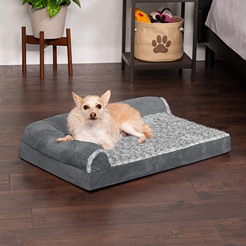 Medium Furhaven Orthopedic Dog Bed - Stone Gray L Shaped