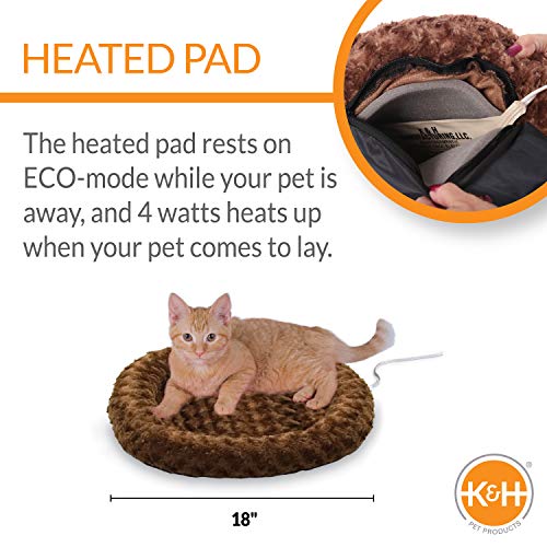 Heated Fashionable Cat Bed - Mocha, 18" Round