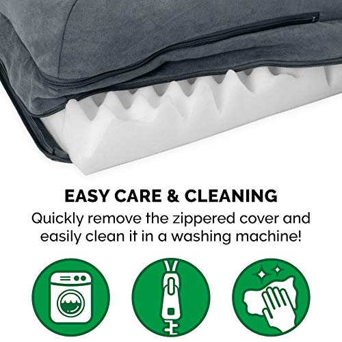 Medium Furhaven Orthopedic Dog Bed - Stone Gray L Shaped